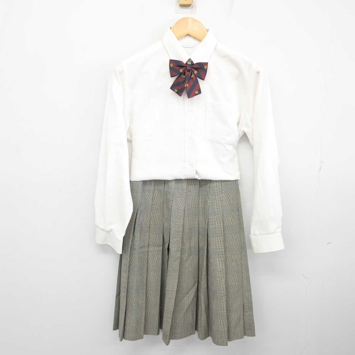 【中古】大阪府 淀商業高等学校 女子制服 5点 (ブレザー・ニット・シャツ・スカート) sf078156