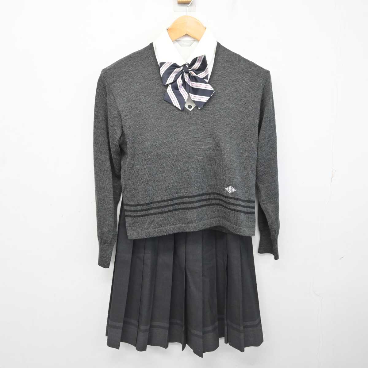 【中古】兵庫県 啓明学院中学校 女子制服 5点 (ブレザー・ニット・シャツ・スカート) sf078180