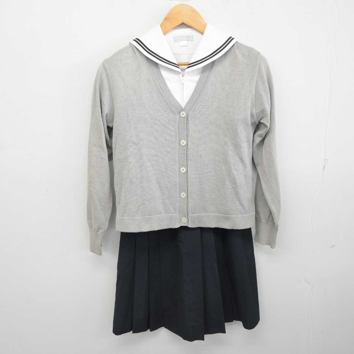 【中古】兵庫県 啓明学院中学校 女子制服 3点 (ニット・ブラウス・スカート) sf078181