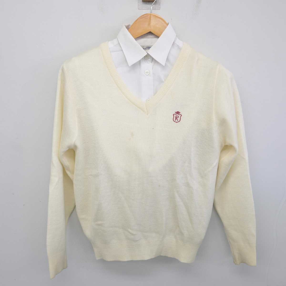 【中古】滋賀県 立命館守山中学校 女子制服 2点 (ニット・シャツ) sf078192