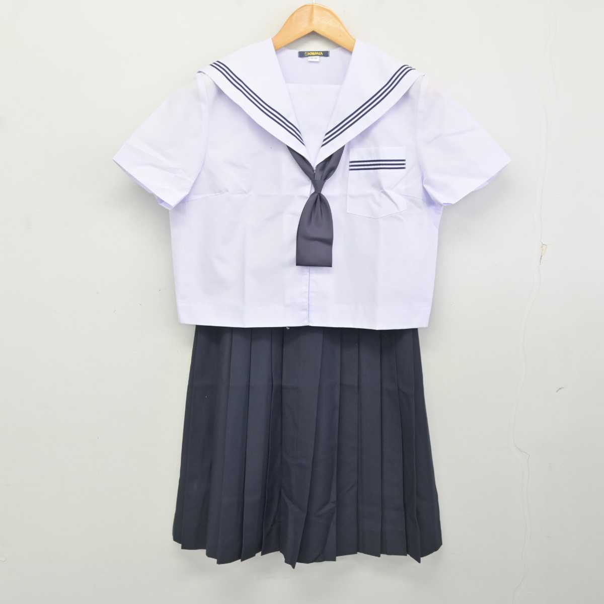 【中古】静岡県 笠井中学校 女子制服 3点 (セーラー服・スカート) sf078195