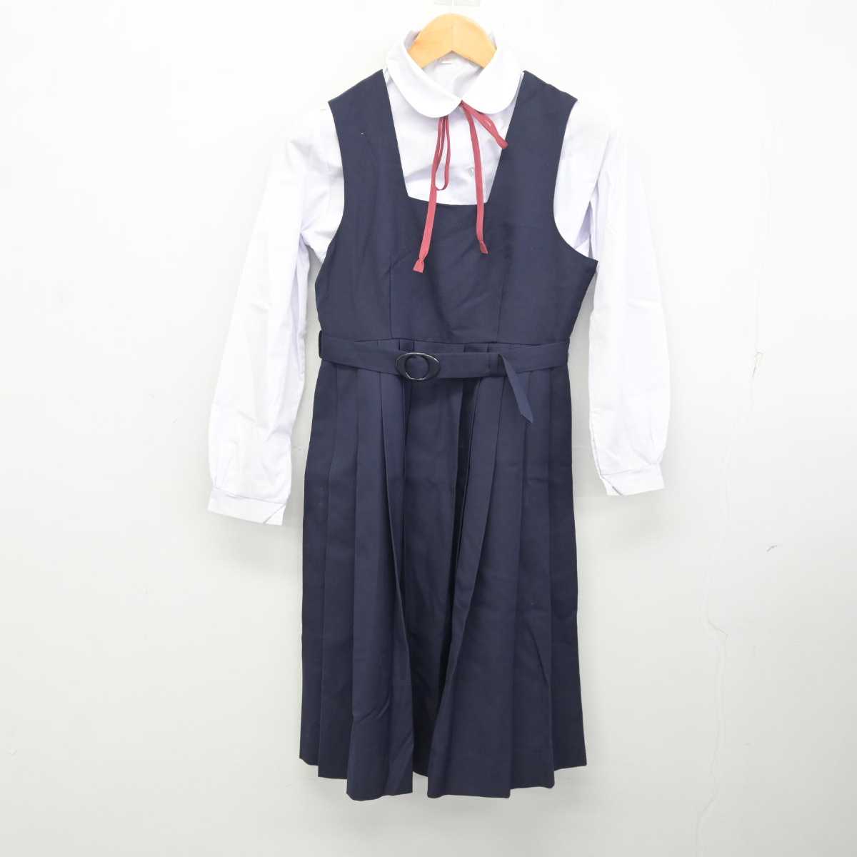 【中古】埼玉県 谷塚中学校 女子制服 4点 (ブレザー・シャツ・ジャンパースカート) sf078212