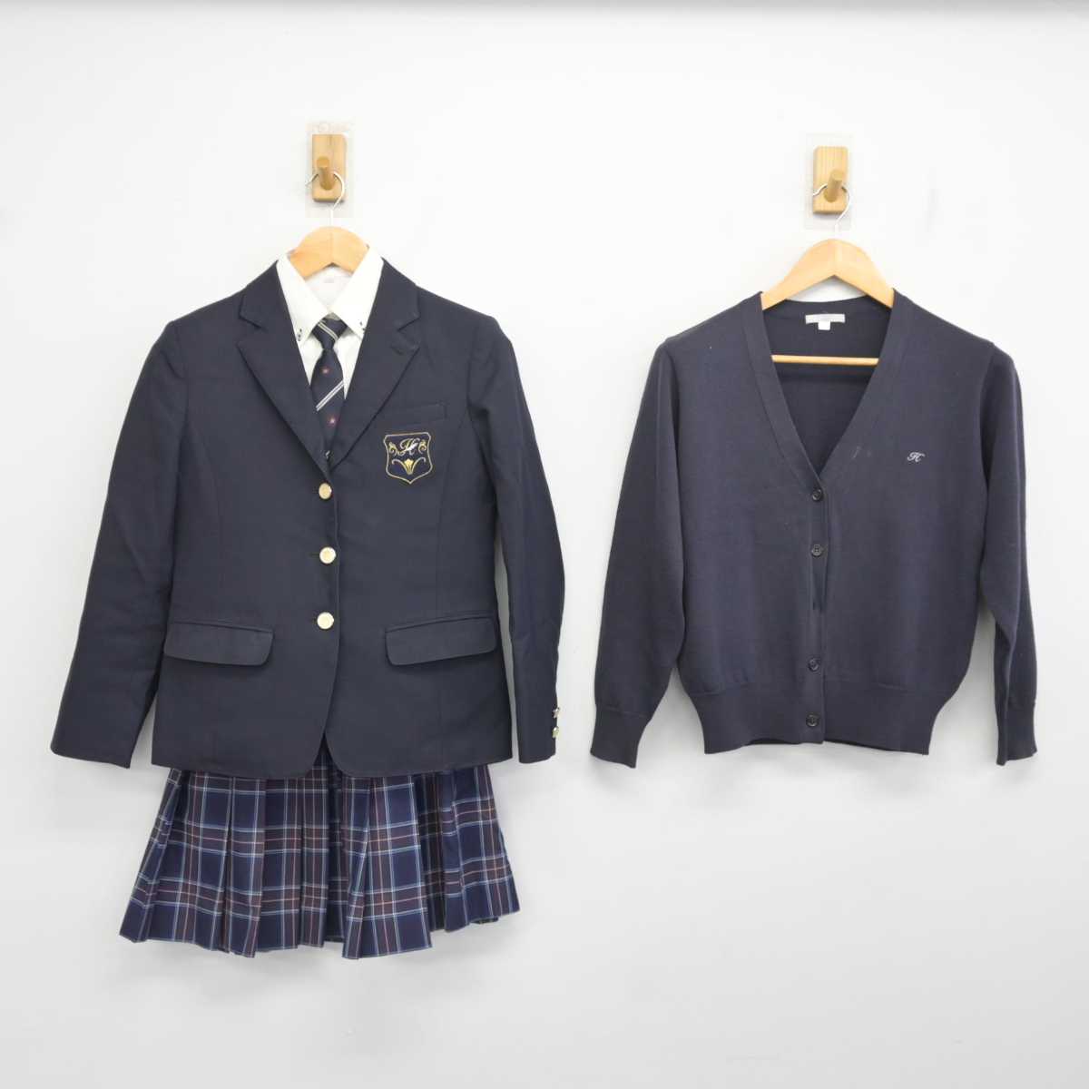 【中古】神奈川県 白鵬女子高等学校 女子制服 5点 (ブレザー・ニット・シャツ・スカート) sf078217