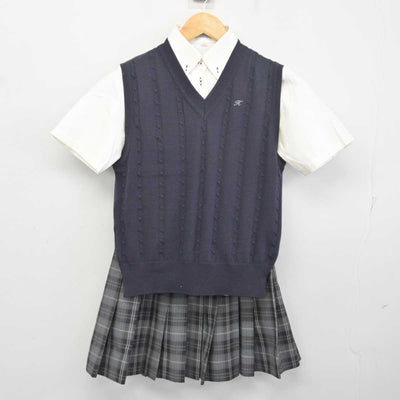 【中古】神奈川県 白鵬女子高等学校 女子制服 3点 (ニットベスト・シャツ・スカート) sf078218