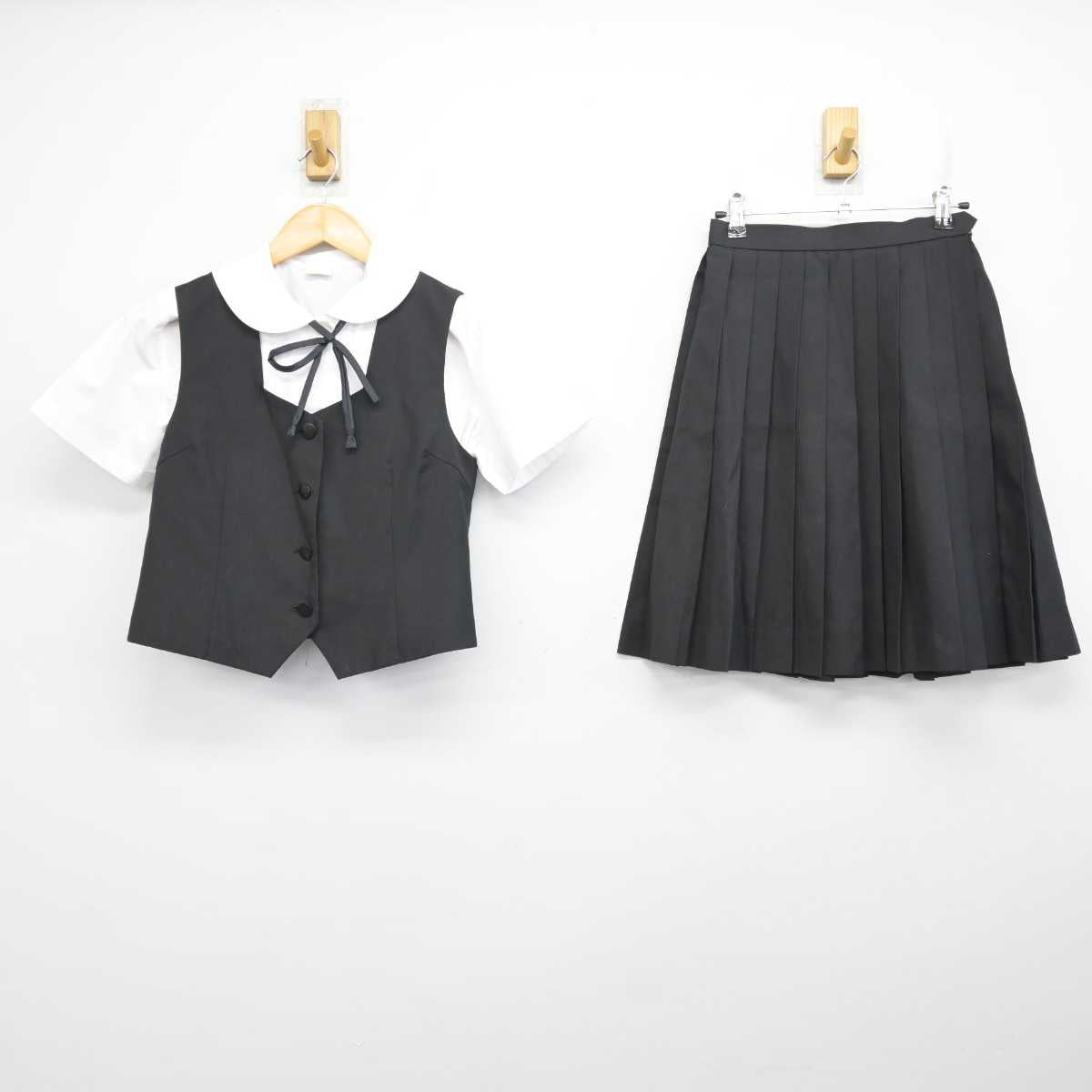 【中古】群馬県 太田女子高等学校 女子制服 4点 (ベスト・シャツ・スカート) sf078258