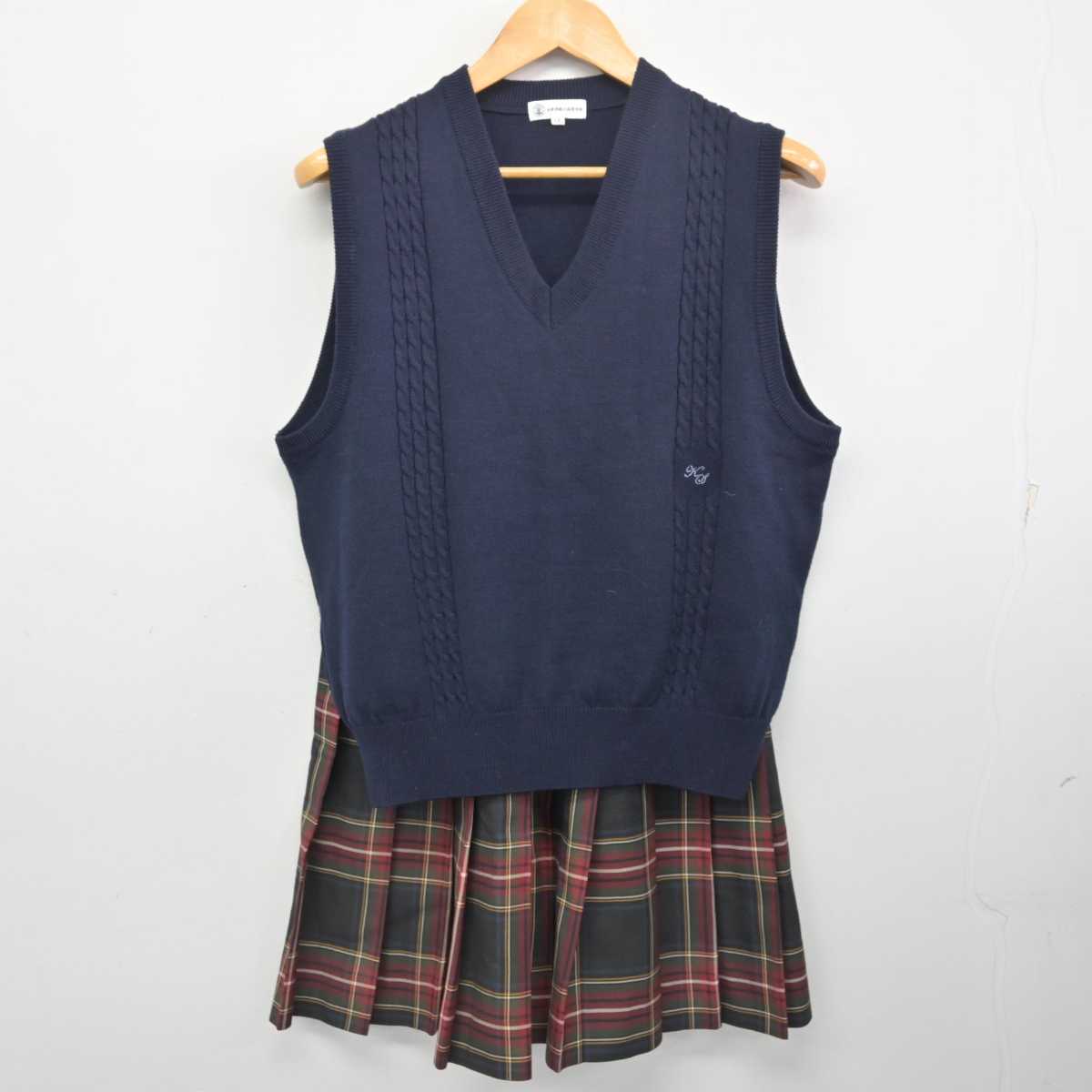 【中古】千葉県 木更津総合高等学校 女子制服 4点 (ブレザー・ニットベスト・スカート) sf078266