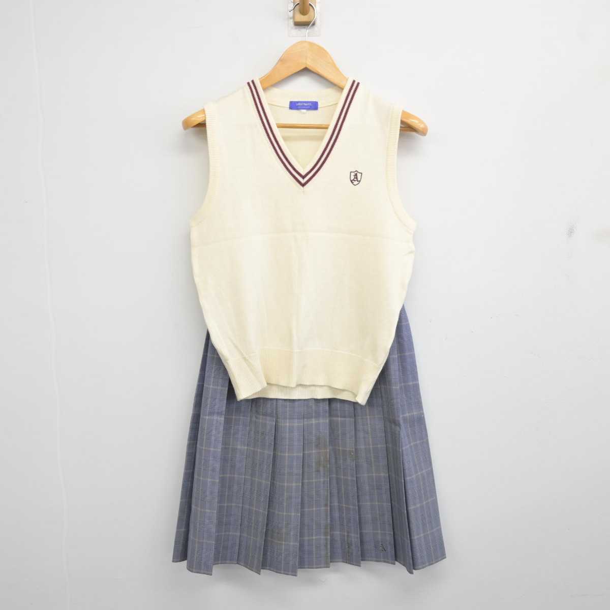 【中古】千葉県 我孫子高等学校 女子制服 2点 (ニットベスト・スカート) sf078385