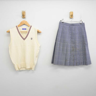 【中古】千葉県 我孫子高等学校 女子制服 2点 (ニットベスト・スカート) sf078385