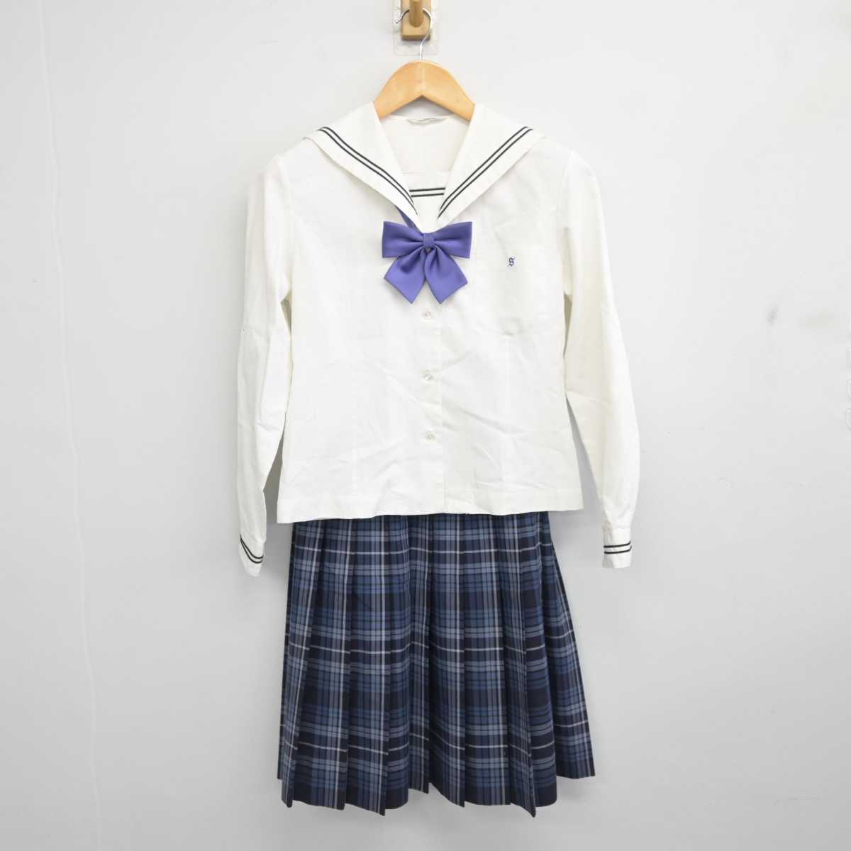 【中古】岡山県 倉敷翠松高等学校 女子制服 4点 (ブラウス・スカート) sf078390