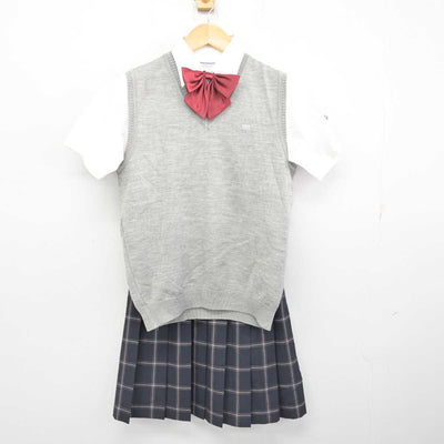 【中古】埼玉県 栄東高等学校 女子制服 4点 (ニットベスト・シャツ・スカート) sf078427