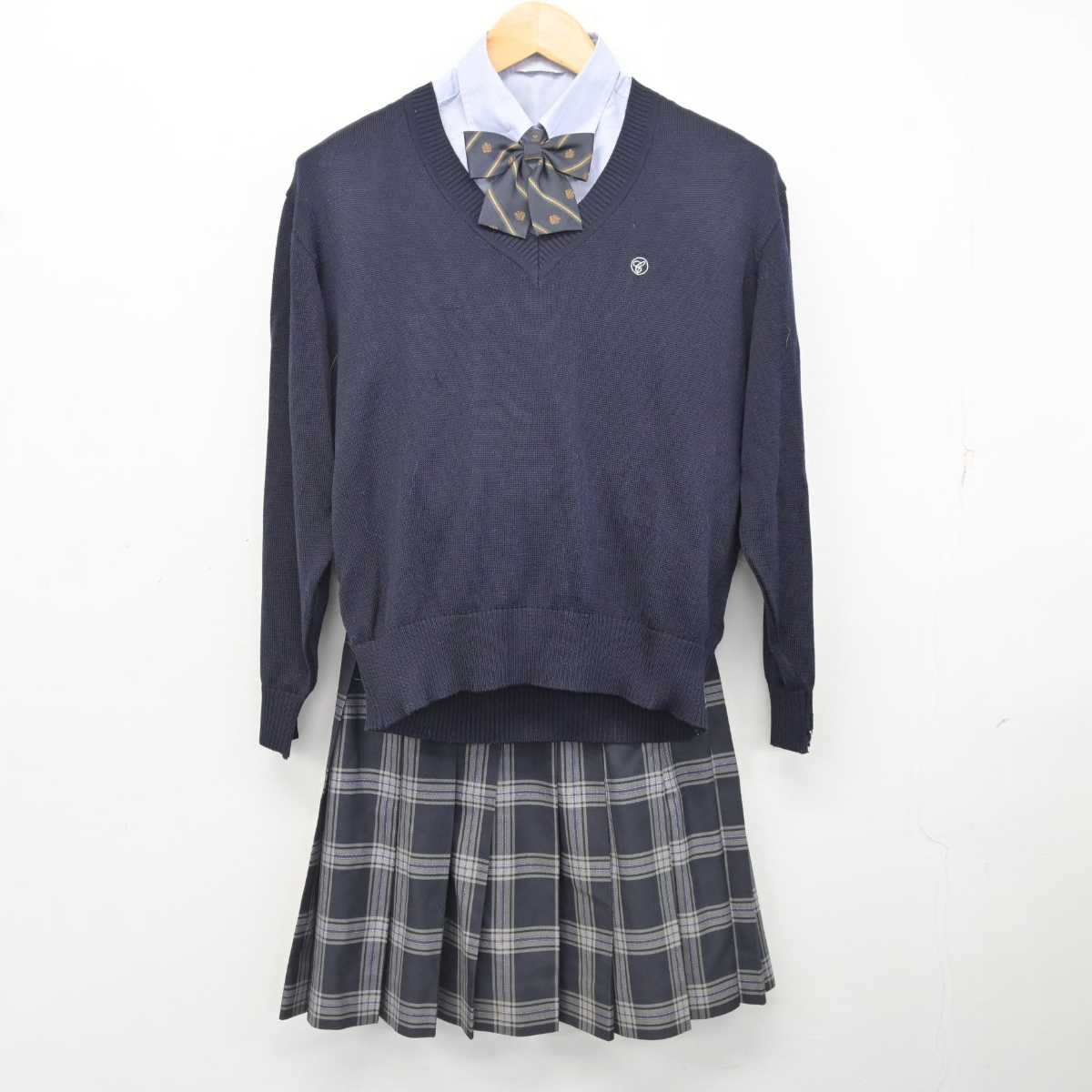 【中古】東京都 千早高等学校 女子制服 5点 (ブレザー・ニット・シャツ・スカート) sf078448