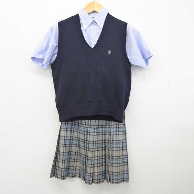 【中古】東京都 千早高等学校 女子制服 3点 (ニットベスト・シャツ・スカート) sf078449