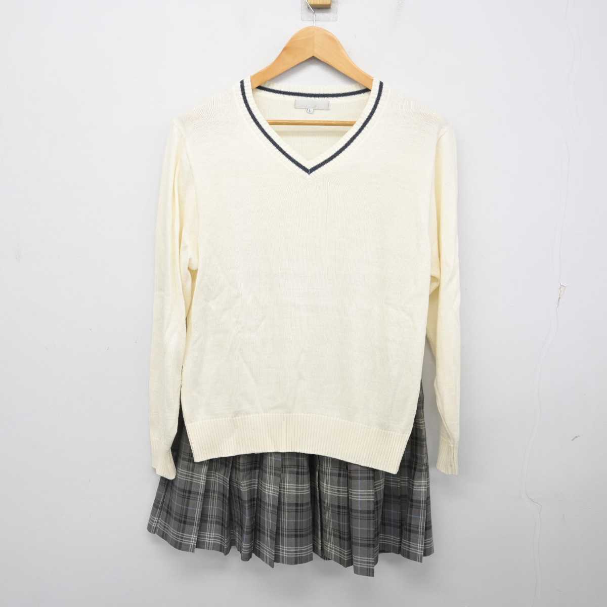 【中古】埼玉県 淑徳与野中学校・高等学校 女子制服 2点 (ニット・スカート) sf078492