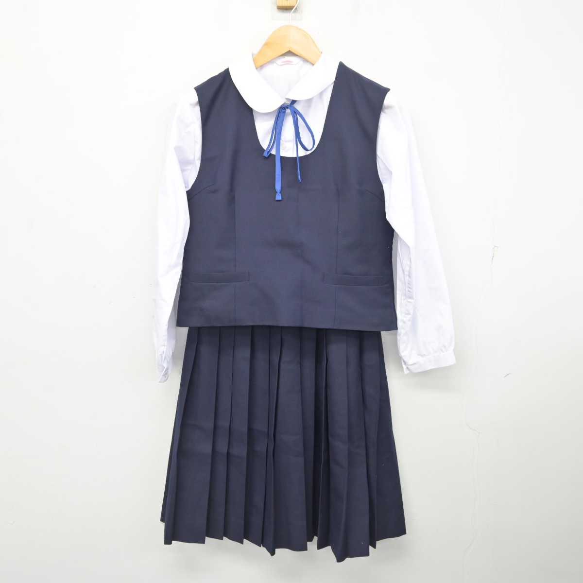 【中古】千葉県 都賀中学校 女子制服 5点 (ブレザー・ベスト・シャツ・スカート) sf078498