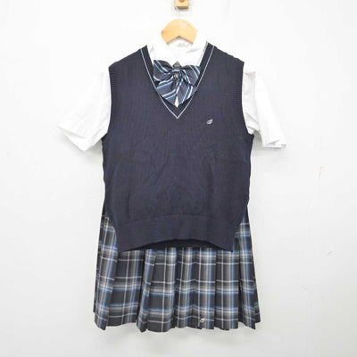 【中古】東京都 青井高等学校 女子制服 4点 (ニットベスト・シャツ・スカート) sf078507