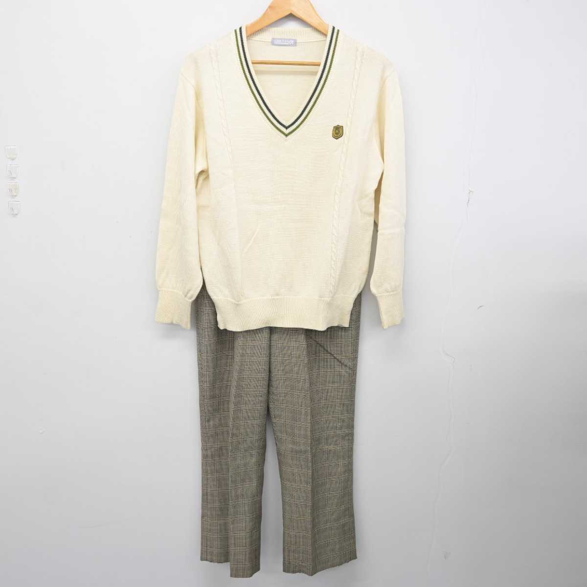 【中古】徳島県 徳島北高等学校 男子制服 5点 (ブレザー・ニット・ズボン) sf078541