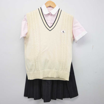 【中古】埼玉県 久喜高等学校 女子制服 3点 (ニットベスト・シャツ・スカート) sf078548