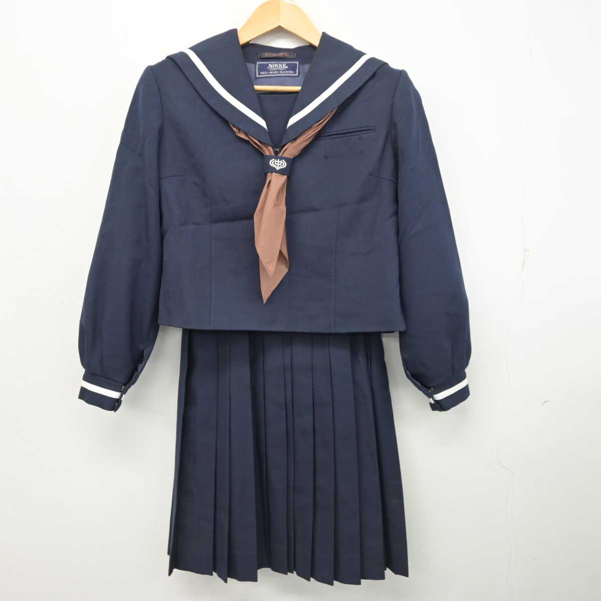 【中古】福島県 植田中学校 女子制服 3点 (セーラー服・スカート) sf078564