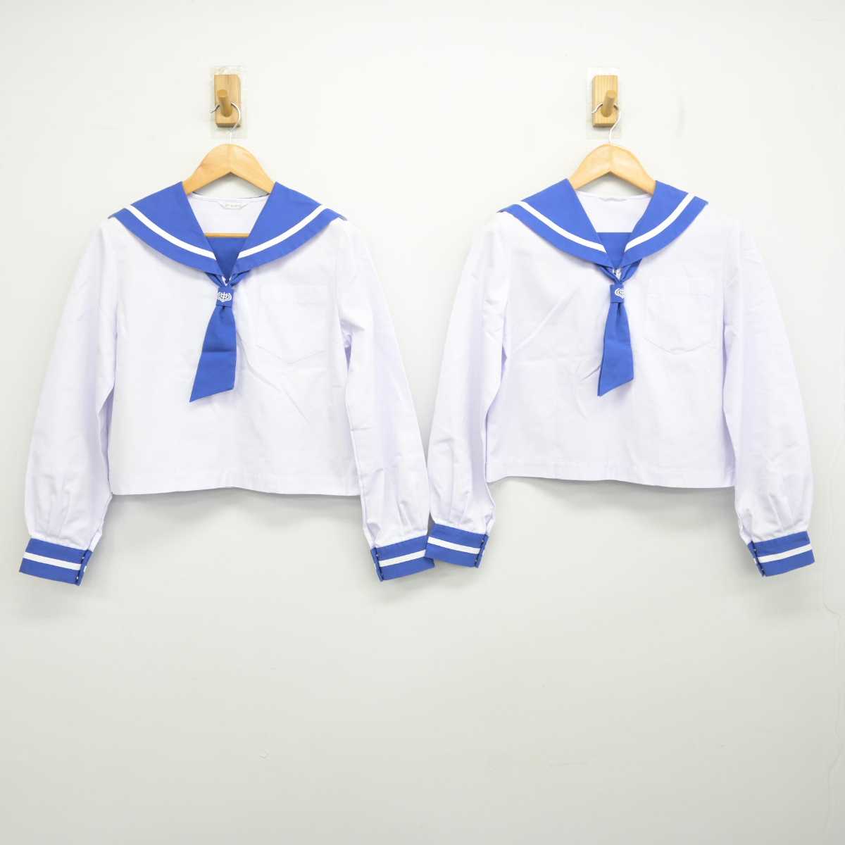 【中古】福島県 植田中学校 女子制服 2点 (セーラー服) sf078565