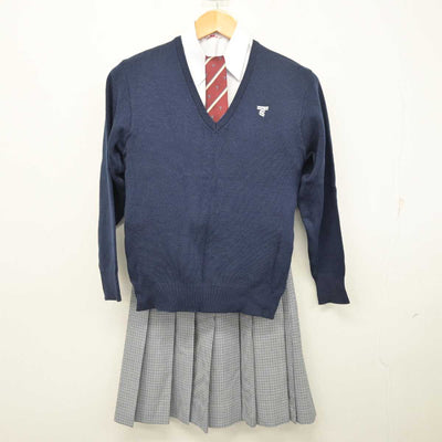 【中古】熊本県 東海大学付属熊本星翔高等学校 女子制服 4点 (ニット・シャツ・スカート) sf078575