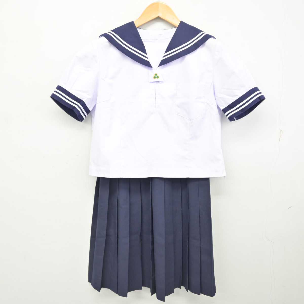 【中古】福島県 湯本第二中学校 女子制服 3点 (セーラー服・セーラー服・スカート) sf078581