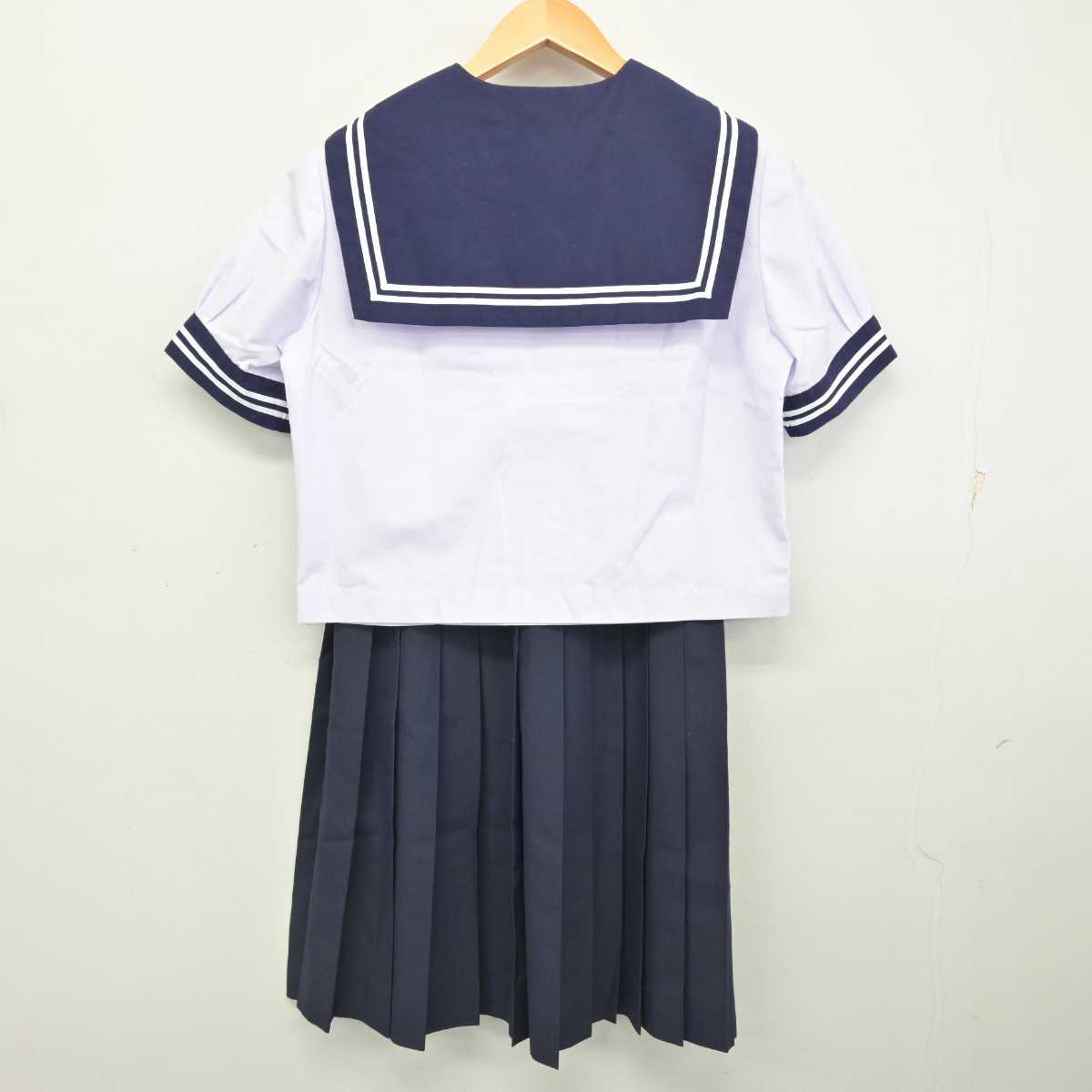 【中古】福島県 湯本第二中学校 女子制服 3点 (セーラー服・セーラー服・スカート) sf078581