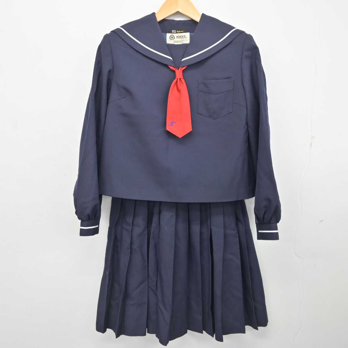 【中古】石川県 野々市中学校 女子制服 3点 (セーラー服・スカート) sf078594