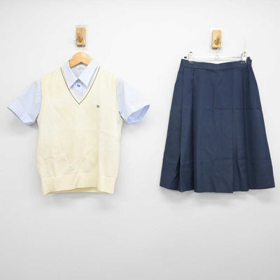 【中古】栃木県 宇都宮北高等学校 女子制服 3点 (ニットベスト・シャツ・スカート) sf078598