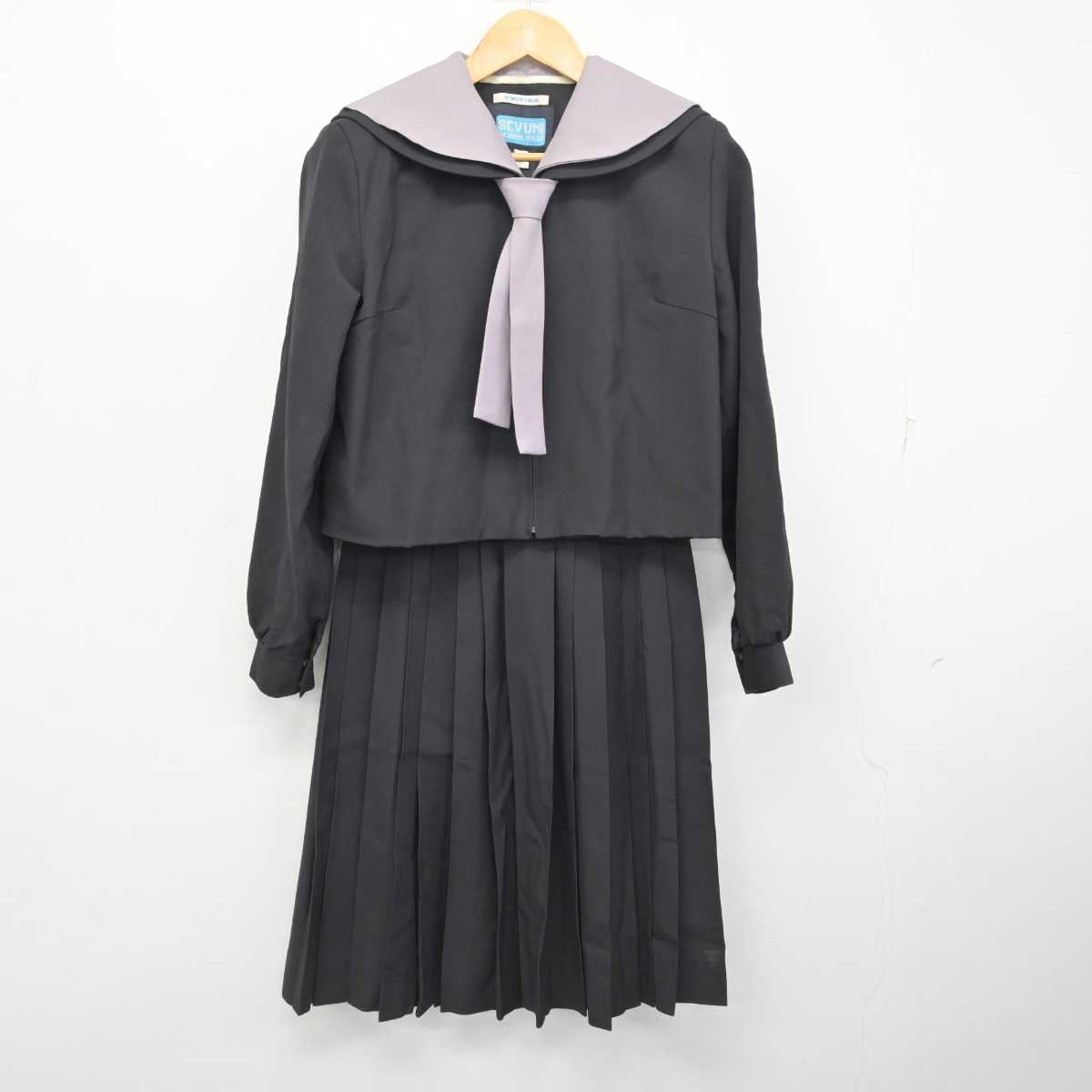 【中古】滋賀県 八日市高等学校 女子制服 3点 (セーラー服・スカート) sf078620