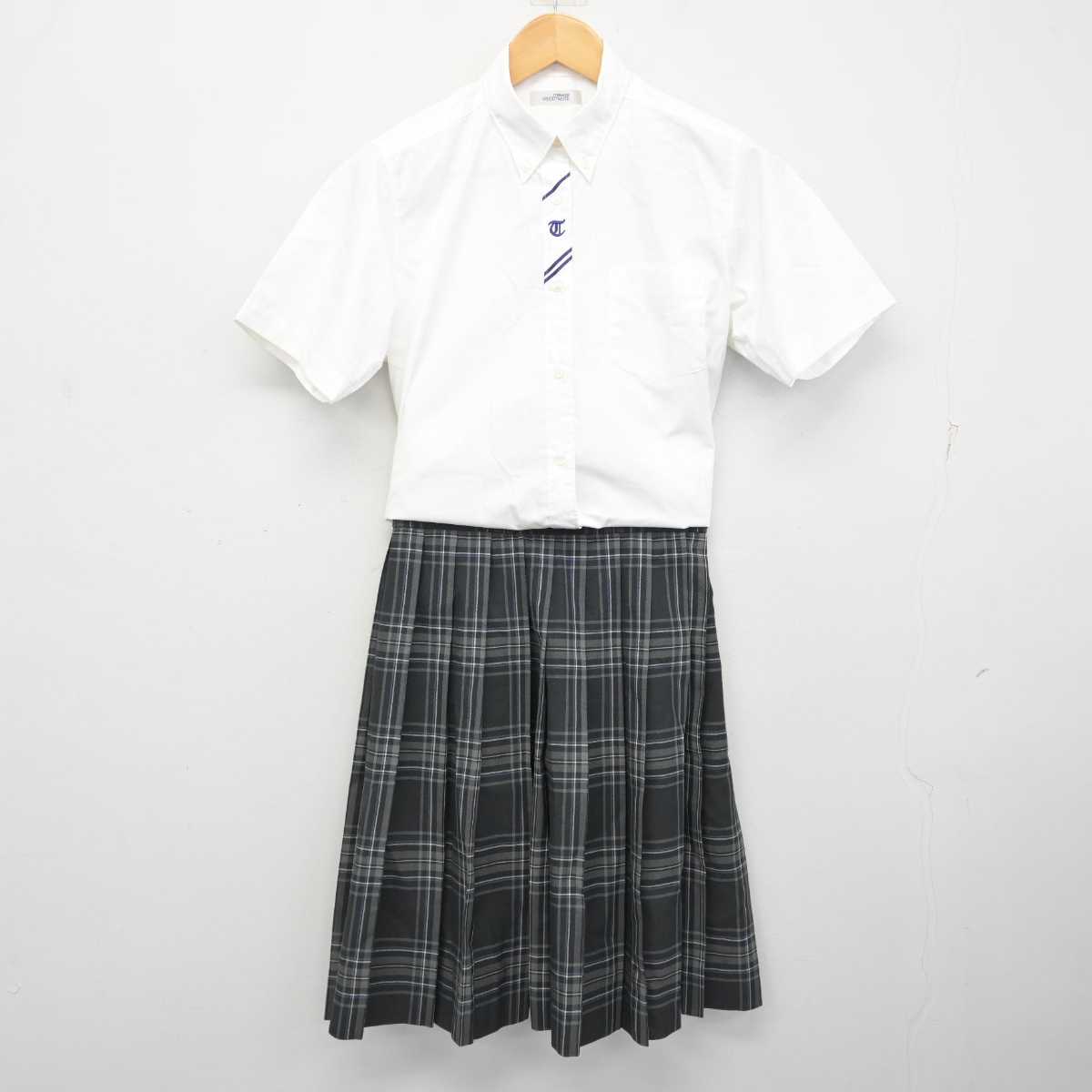 【中古】茨城県 多賀高等学校 女子制服 2点 (シャツ・スカート) sf078624