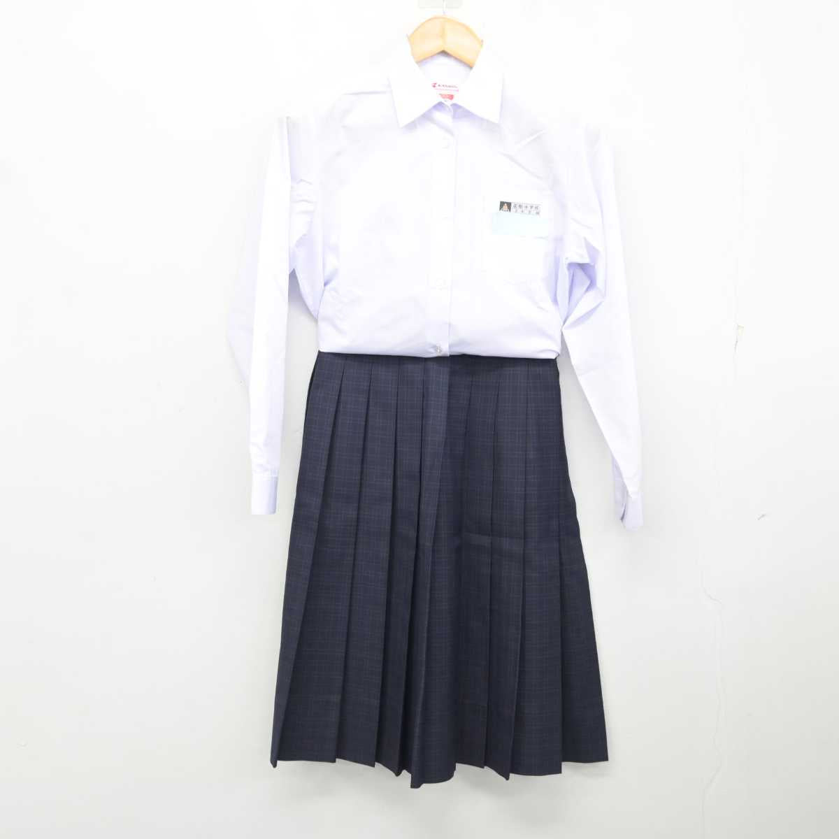 【中古】福岡県 福岡市内中学校標準服 女子制服 2点 (シャツ・スカート) sf078639