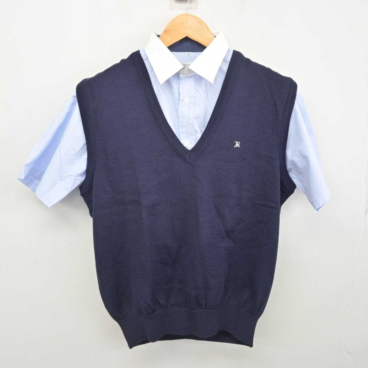 【中古】静岡県 浜松市立高等学校 男子制服 2点 (ニットベスト・シャツ) sf078679