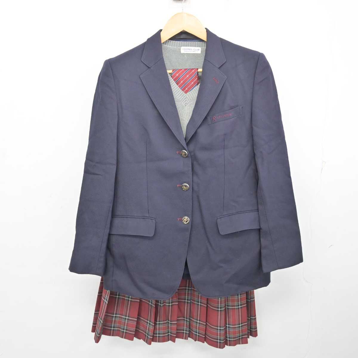 【中古】京都府 立命館中学校 女子制服 4点 (ブレザー・ニット・スカート) sf078711