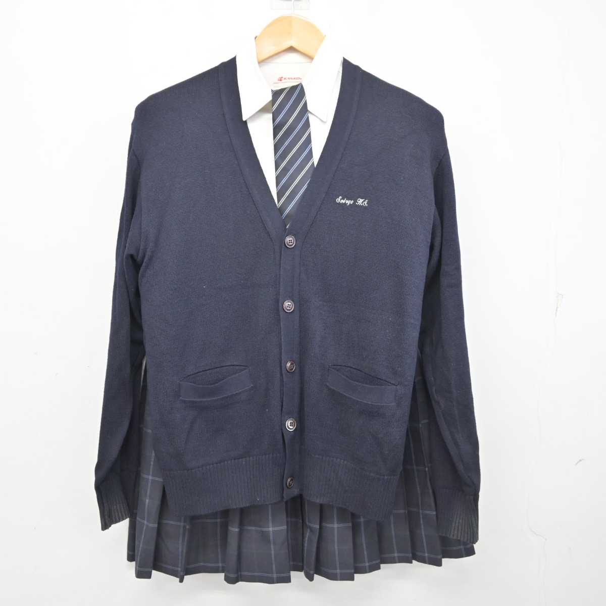 【中古】愛知県 西陵高等学校 女子制服 5点 (ブレザー・ニット・シャツ・スカート) sf078729