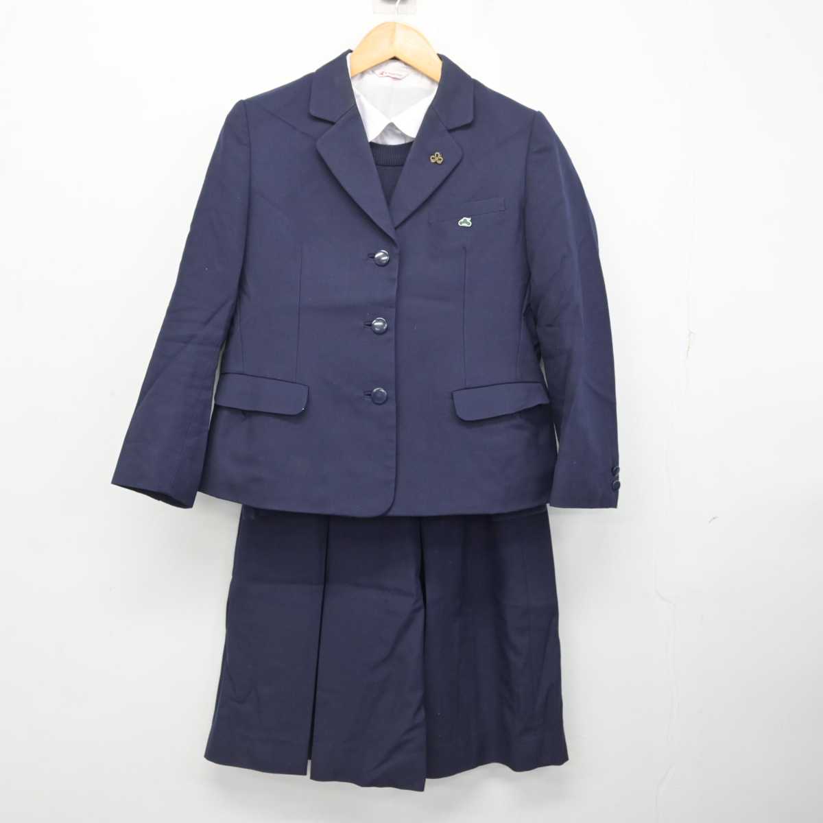 【中古】秋田県 秋田北高等学校 女子制服 6点 (ブレザー・ニット・シャツ・スカート) sf078822