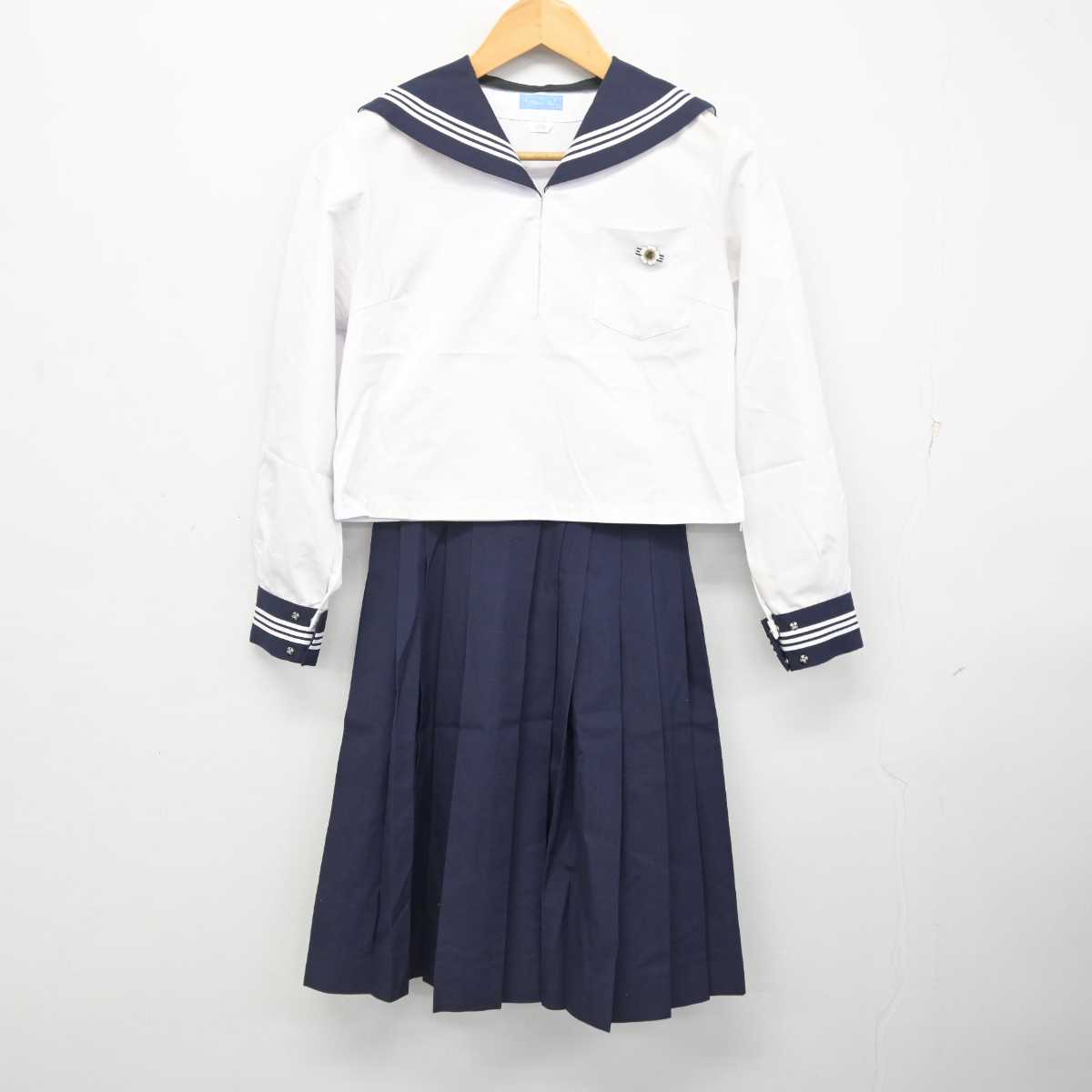 【中古】茨城県 日立第二高等学校 女子制服 4点 (セーラー服・セーラー服・スカート) sf078832