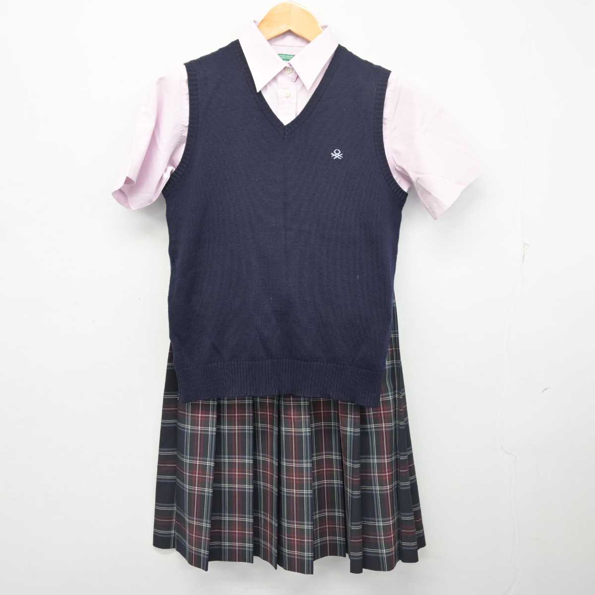 【中古】大阪府 大阪学園 大阪高等学校 女子制服 3点 (ニットベスト・シャツ・スカート) sf078857