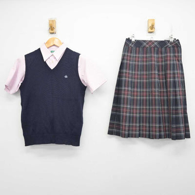 【中古】大阪府 大阪学園 大阪高等学校 女子制服 3点 (ニットベスト・シャツ・スカート) sf078857