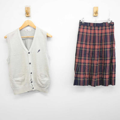 【中古】千葉県 柏井高等学校 女子制服 2点 (ニットベスト・スカート) sf078898