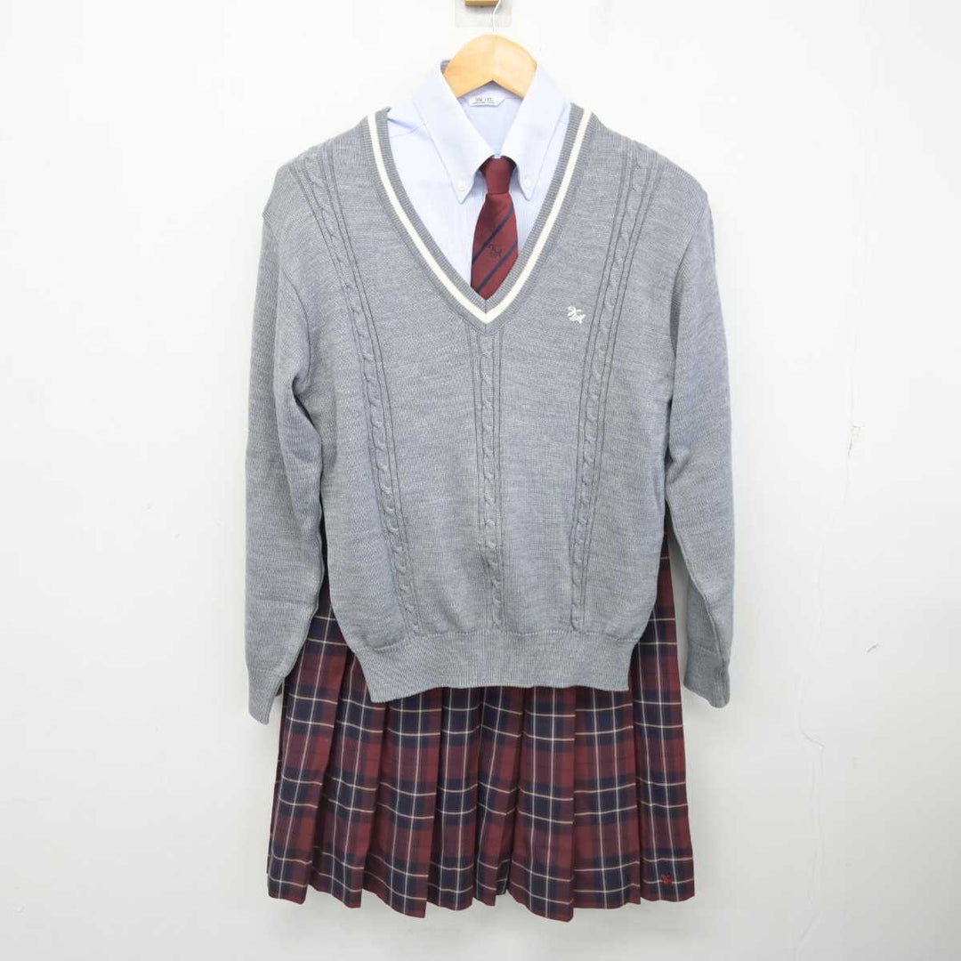 【中古】熊本県 菊池農業高等学校 女子制服 5点 (ブレザー・ニット・シャツ・スカート) sf078925