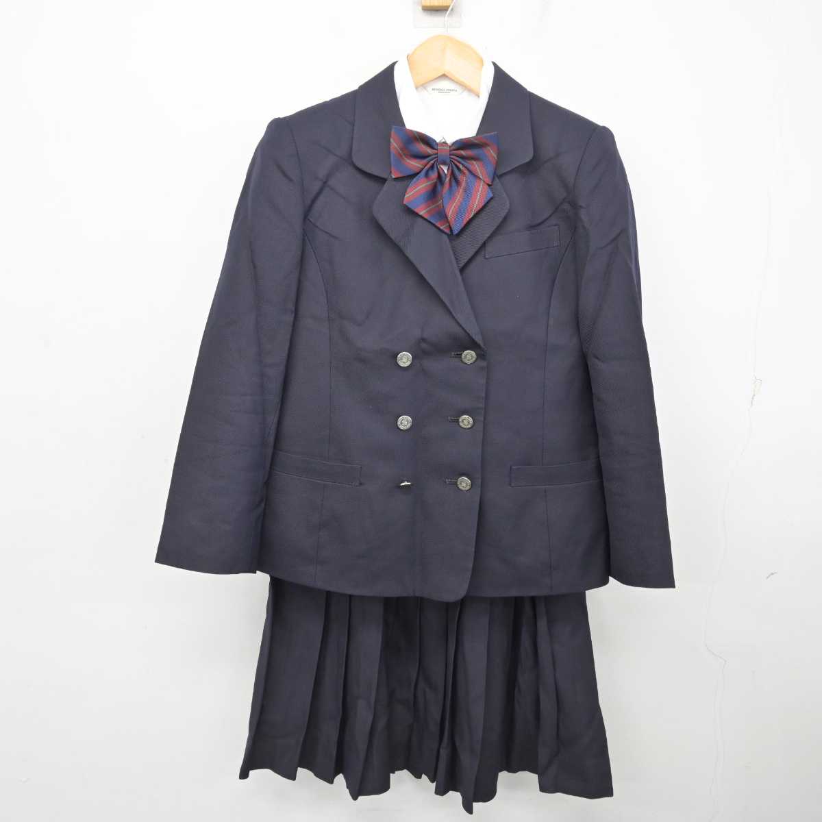 【中古】岡山県 倉敷青陵高等学校 女子制服 5点 (ブレザー・ベスト・シャツ・スカート) sf078931