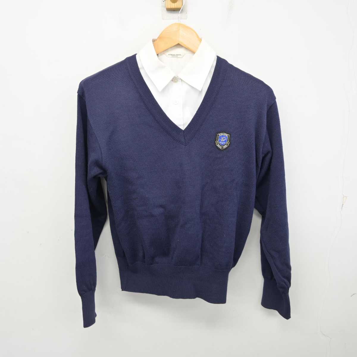 【中古】岡山県 倉敷青陵高等学校 女子制服 3点 (ニット・シャツ) sf078932