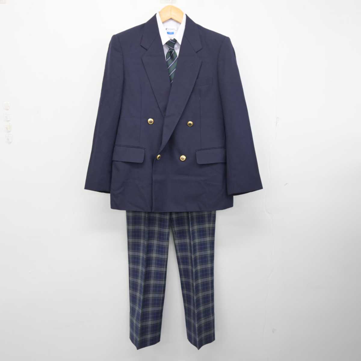 【中古】宮城県 鶴谷中学校 男子制服 4点 (ブレザー・シャツ・ズボン) sf078957