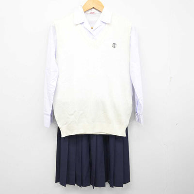 【中古】山口県 下関南高等学校 女子制服 3点 (ニットベスト・シャツ・スカート) sf078967