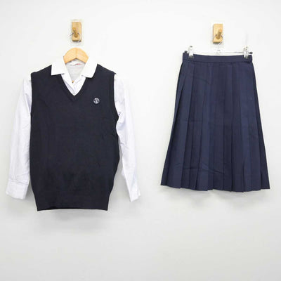 【中古】山口県 下関南高等学校 女子制服 3点 (ニットベスト・シャツ・スカート) sf078968