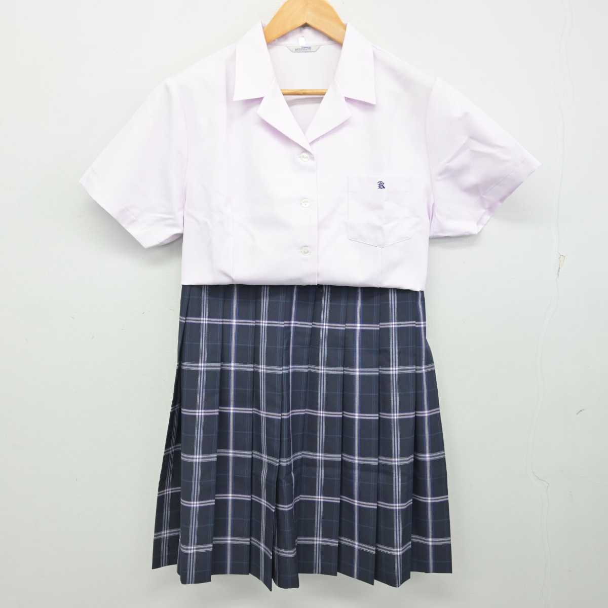 【中古】秋田県 国学館高等学校 女子制服 3点 (シャツ・スカート) sf078974