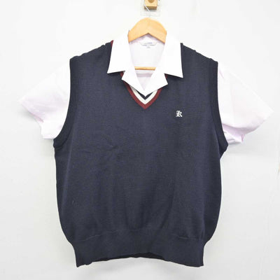 【中古】秋田県 国学館高等学校 女子制服 3点 (ニットベスト・シャツ) sf078975