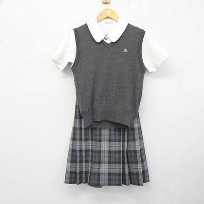 【中古】愛知県 愛知中学校・愛知高等学校 女子制服 3点 (ニットベスト・ブラウス・スカート) sf079011