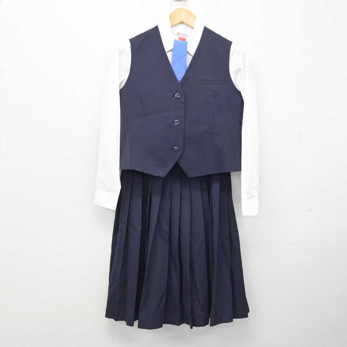 【中古】愛媛県 今治北高等学校 女子制服 5点 (ブレザー・ベスト・シャツ・スカート) sf079020