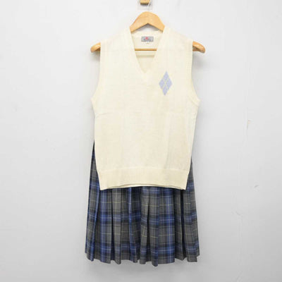 【中古】東京都 麹町学園女子中学校・高等学校 女子制服 2点 (ニットベスト・スカート) sf079036